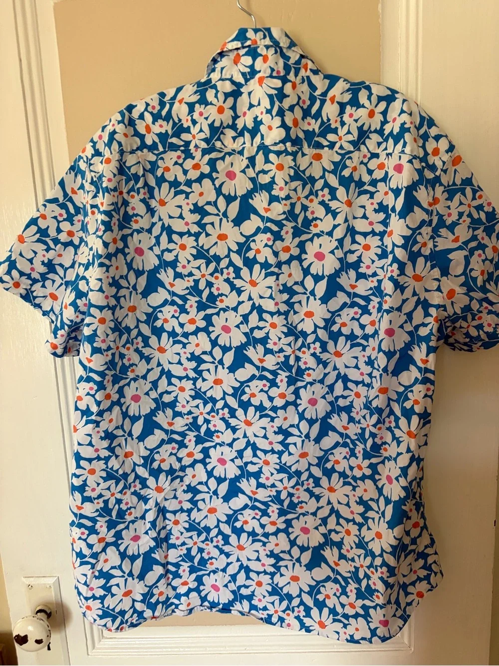 J. Crew Blue Floral Short-Sleeve Button-Down Shirt